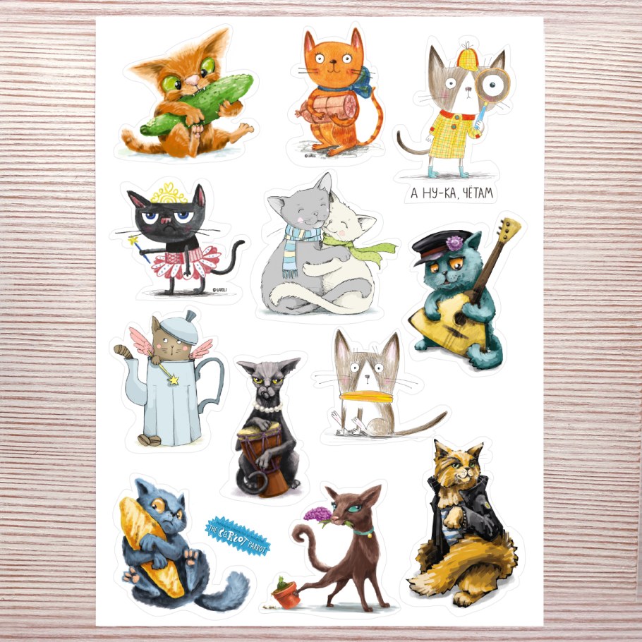 Набор наклеек коты
