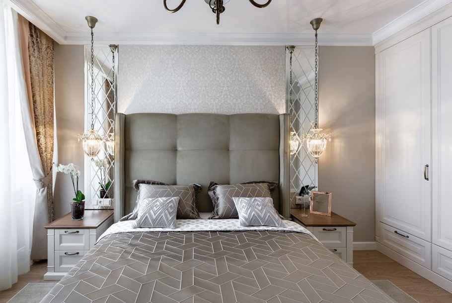 Спальня в неоклассическом стиле с гардеробной
