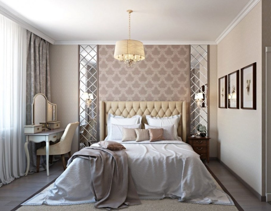 Спальня в пастельных тонах классика