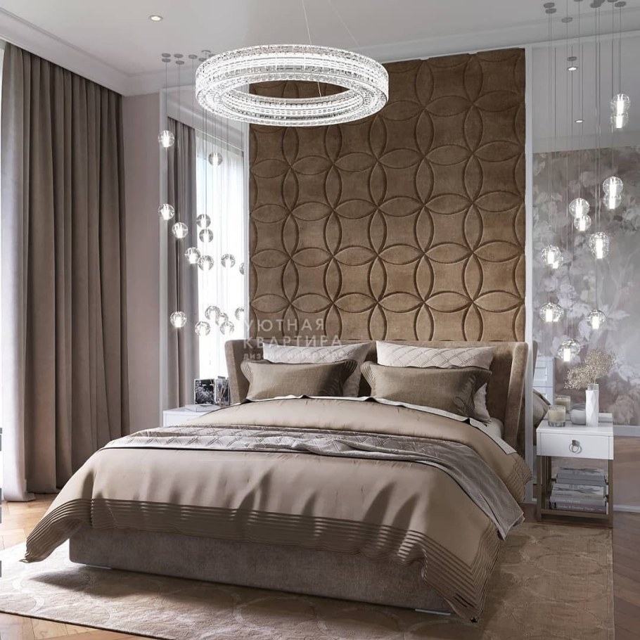 Зеркальная мозаика в интерьере спальни