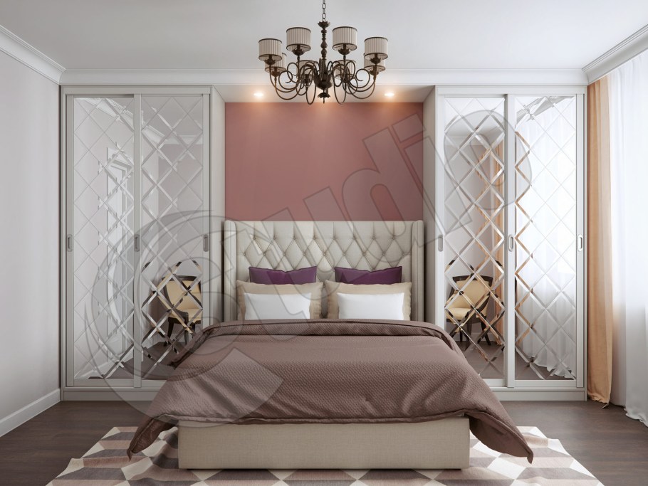 Зеркала с фацетом в спальне