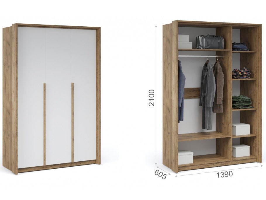 Распашной шкаф Мишель 3дв крафт