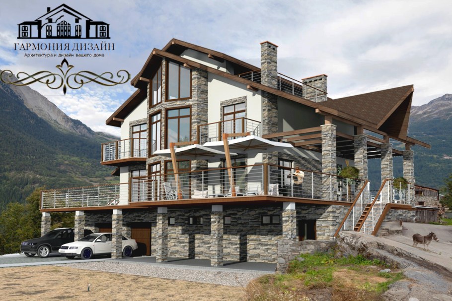 Трехэтажный особняк в стиле Шале