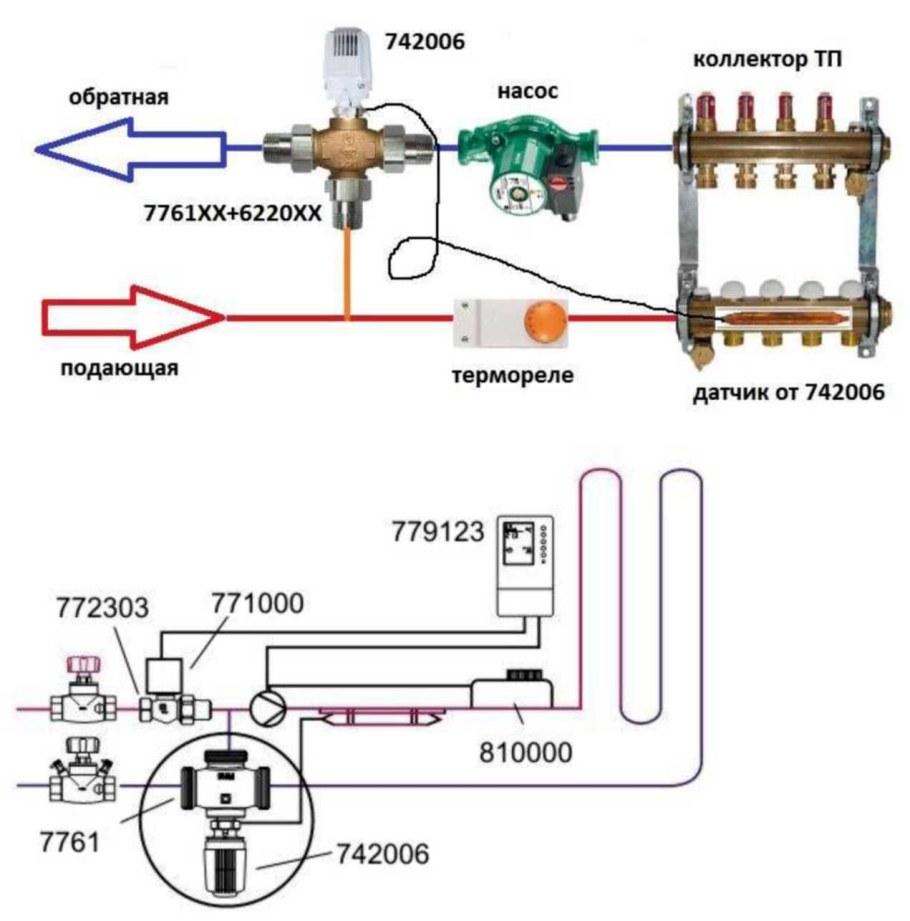 Трехходовой клапан Herz calis-TS 1" схема