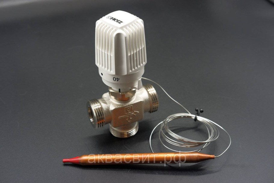 Трехходовой клапан с термоголовкой Herz calis TS Rd dn20 1" 40-70°c