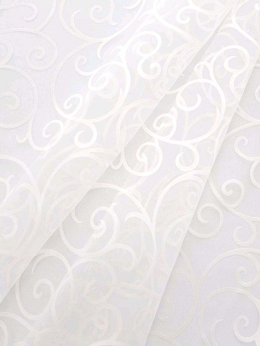 Тюль с вензелями белая