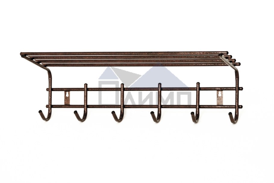 Внк761 вешалка мет д/одежды 7/6 кр 2х ярусная медный антик с полкой