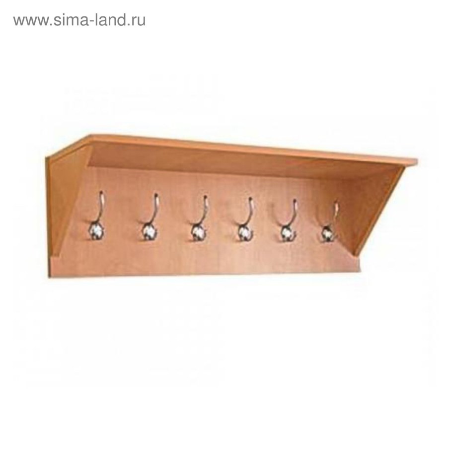 Вешалка настенная на 6 крючков с полкой для головных уборов 800х250х300