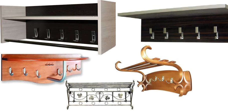 Вешалка с полочкой в прихожую настенная