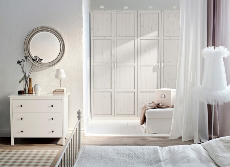 Гардероб ПАКС белый ХЕМНЭС белая морилка