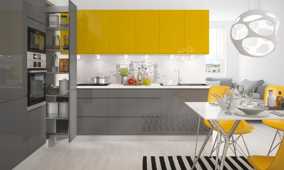 Желто серая кухня