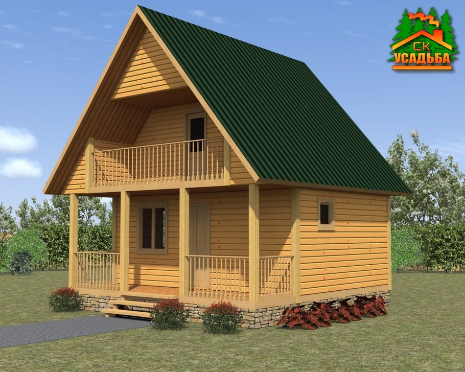 Дом баня 6х6 двухэтажный