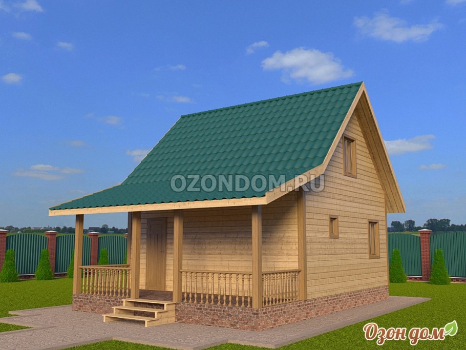 Баня дом 6х8 с мансардой и верандой из бруса под ключ 8