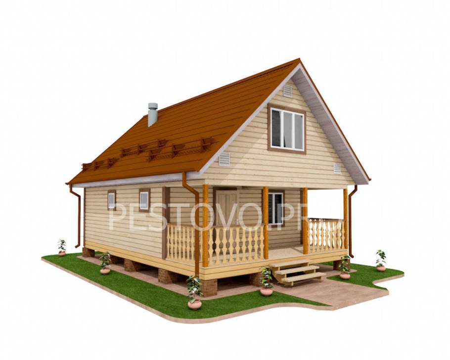 Баня 6х9 с террасой