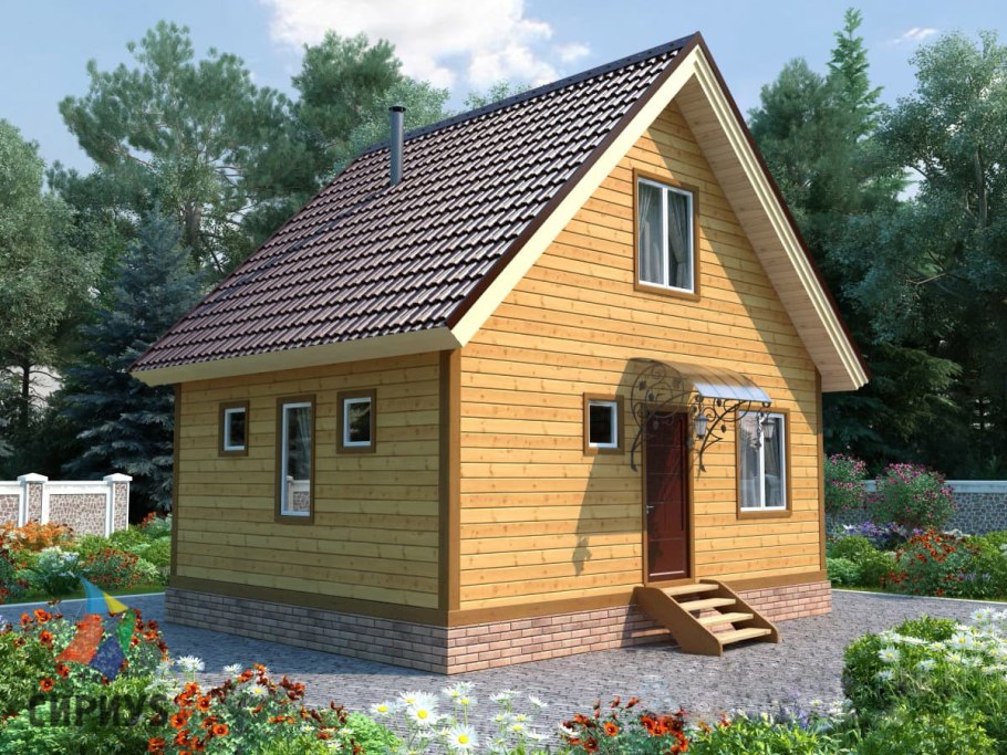 Баня 5 на 7 с мансардой