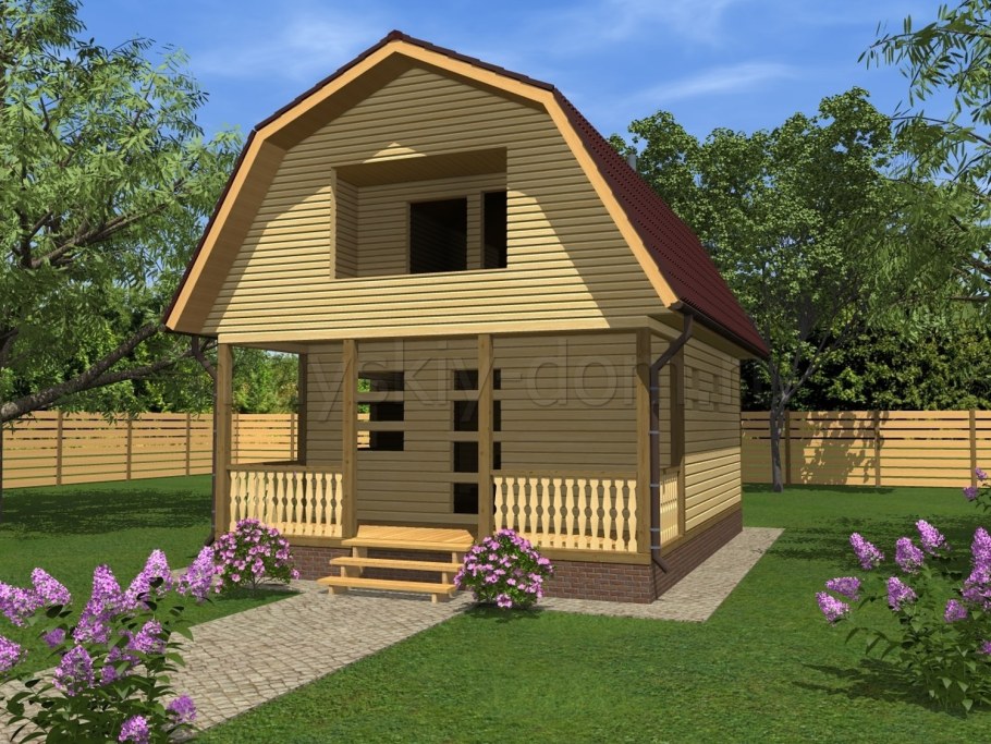 Баня дом 6х8 с мансардой и верандой из бруса под ключ 8