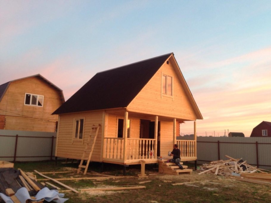 Каркасный дом баня 6х6 с мансардой