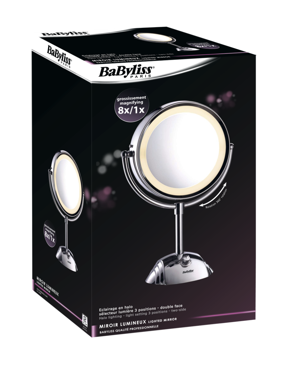 Зеркало косметическое настольное BABYLISS 8438e с подсветкой