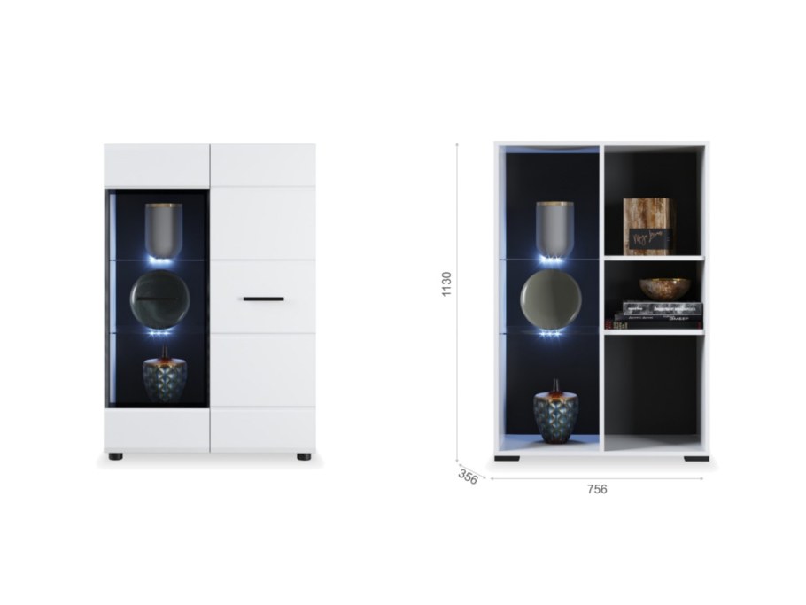 Комод Йорк 2д (белый/белый глянец)