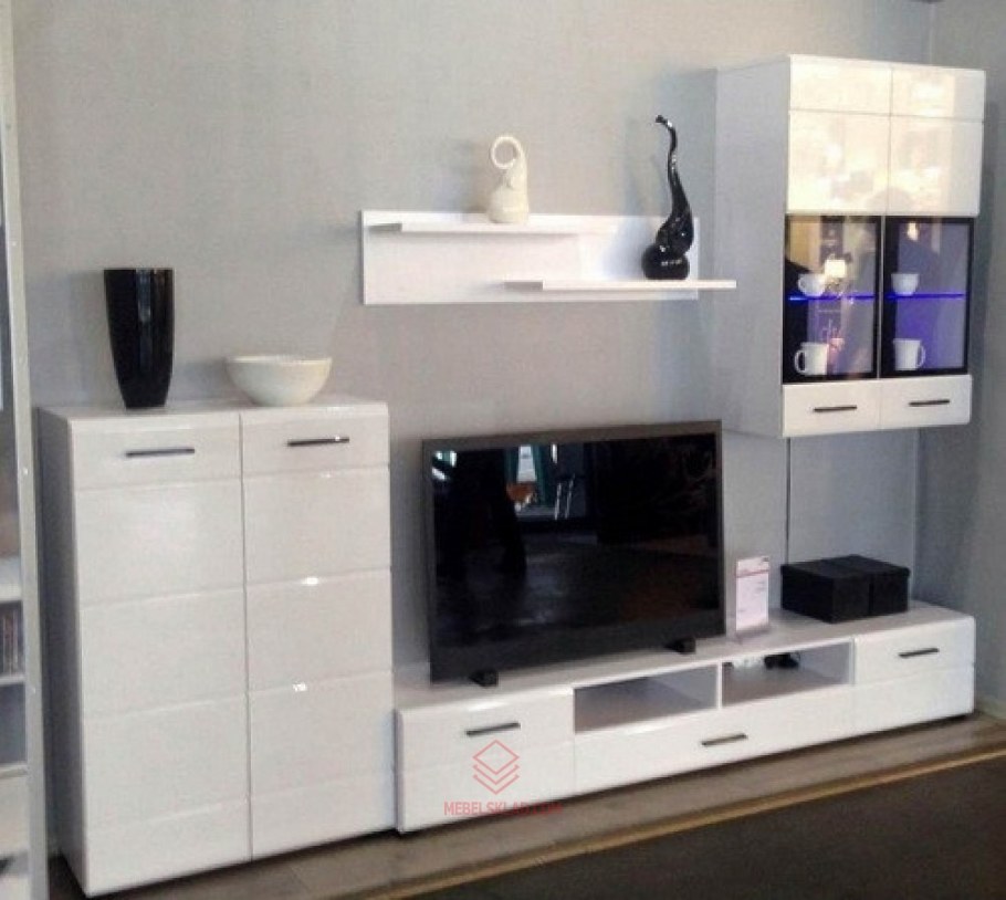 Стенка Аляска белый глянец