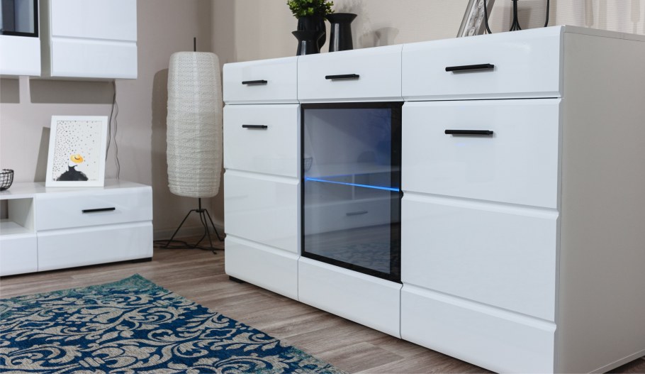 Комод Йорк 2д1в2ящ белый/белый глянец