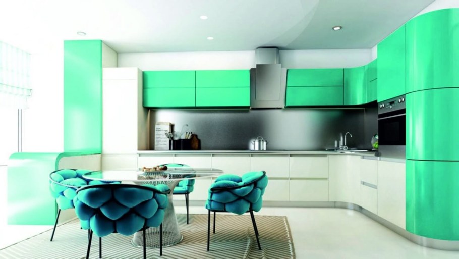 Кухня в бирюзовом цвете