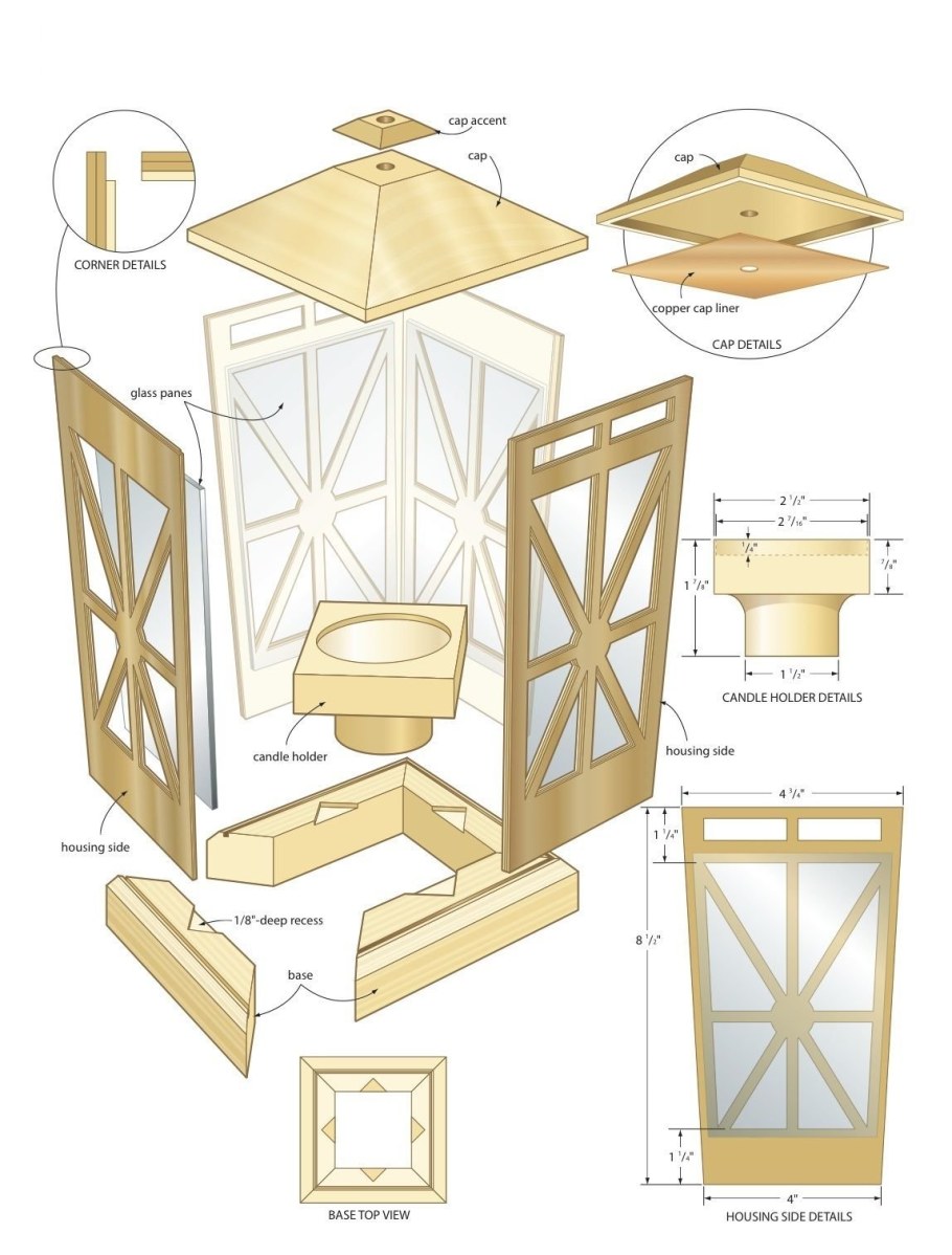 Чертеж деревянной лампы