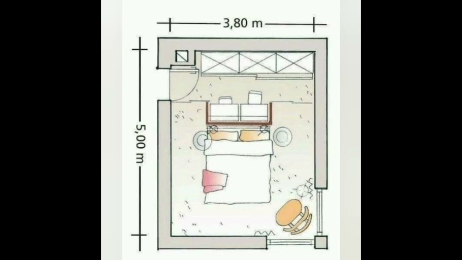 Спальня 9м2 квадратная расстановка чертеж