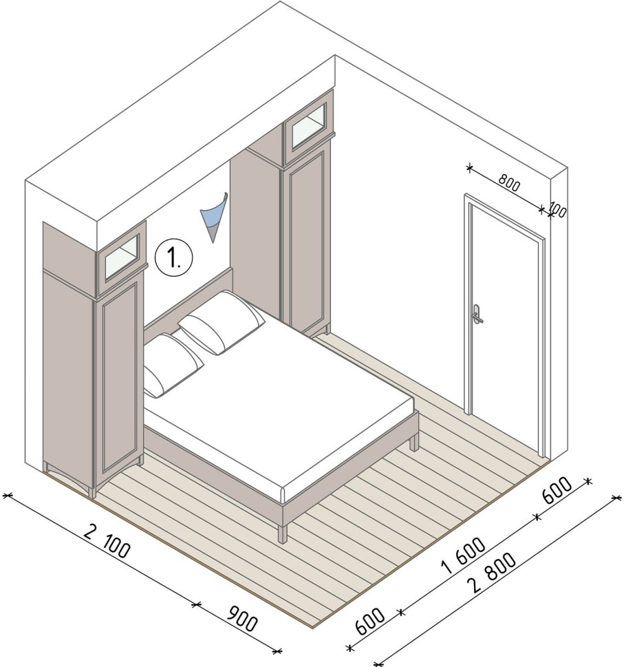 Планировка спальни 3м на 7м
