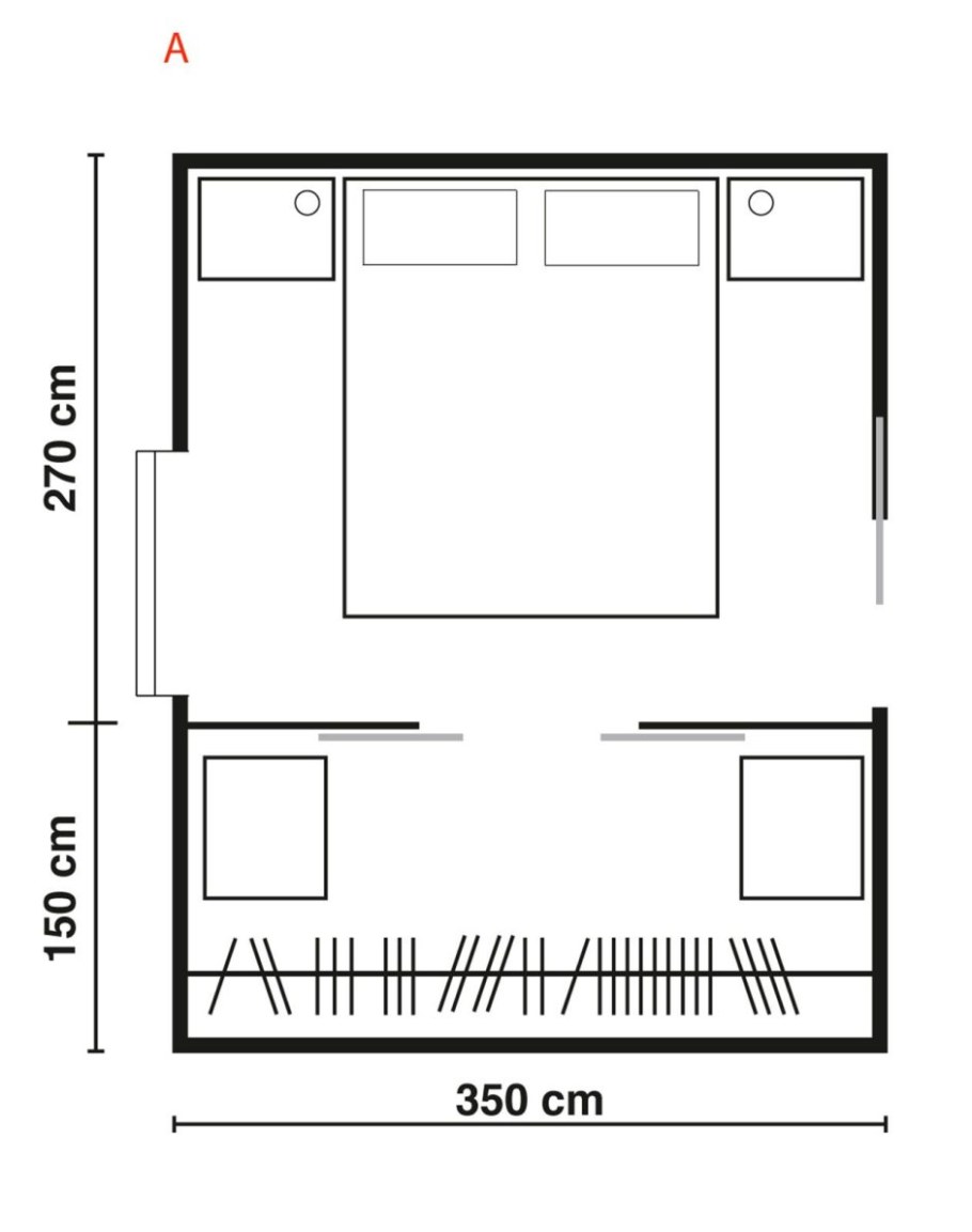 План спальни с размерами