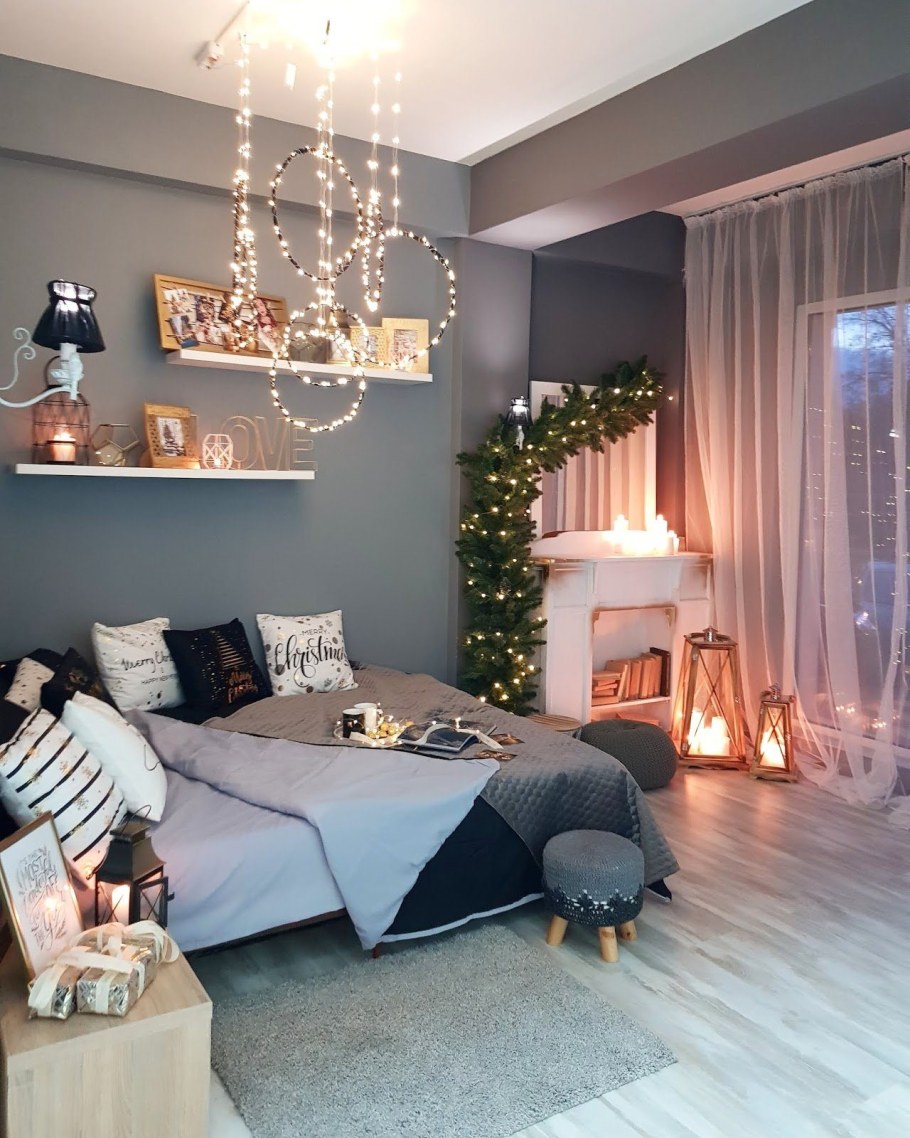 Стильное украшение комнаты к новому году