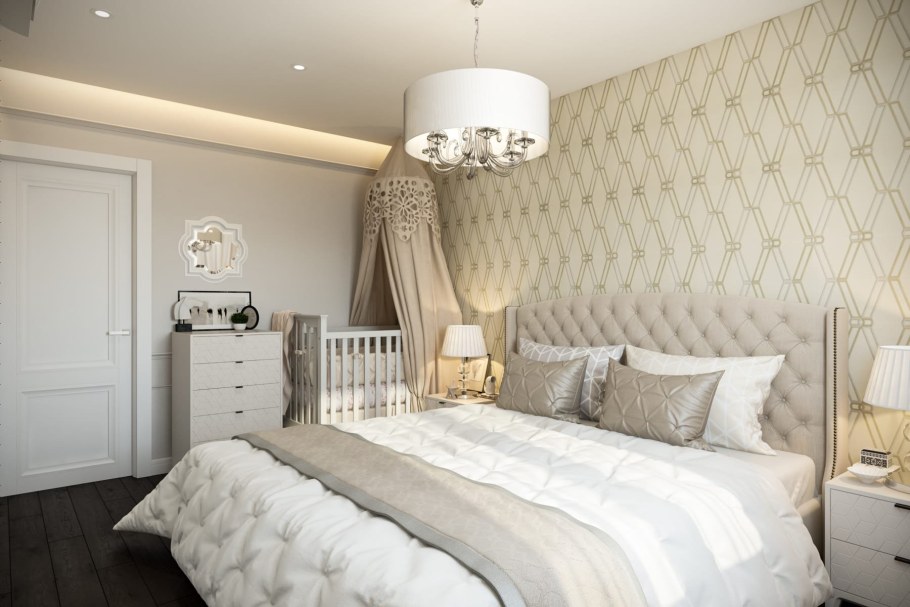 Спальня с детской кроваткой