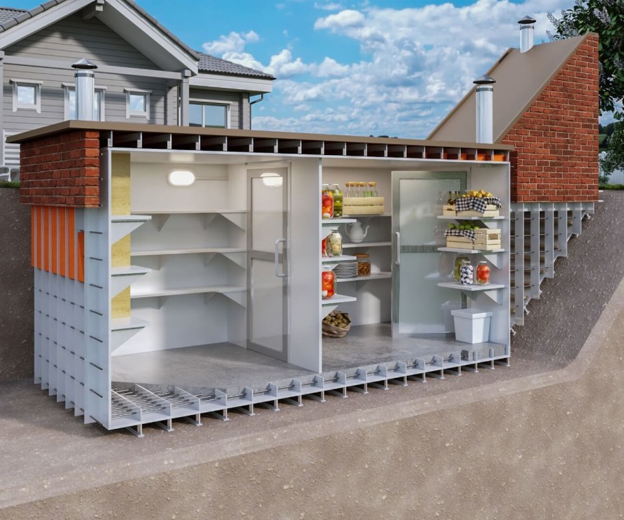 Погреб пластиковый с сараем