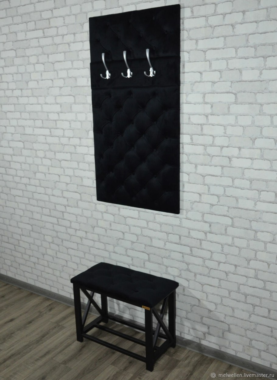 Вешалка настенная в прихожую из велюра, в квартиру melwellen