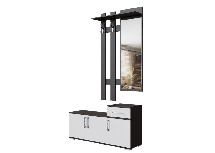 Прихожая №3 вешалка с зеркалом 1,0м. Венге/Анкор светл.