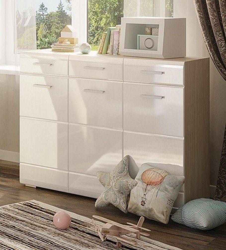 Комод Симба 3 ящика МДФ белый глянец/белфорт Стендмебель ш*в*г 1200*1000*446