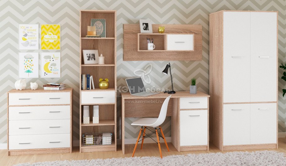 Кровать стелс дуб сонома/белый