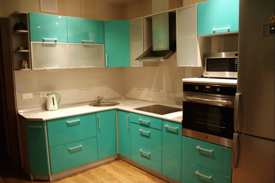 Кухонные гарнитуры угловые бирюзовые