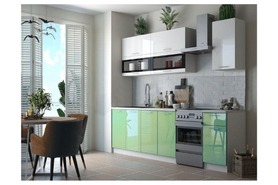 Кухня "Техно" 2.0 м Техно New (белый глянец теплый