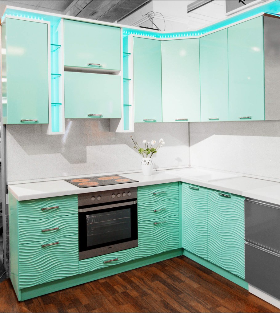 Кухня Тиффани Мебельторг бирюзовая