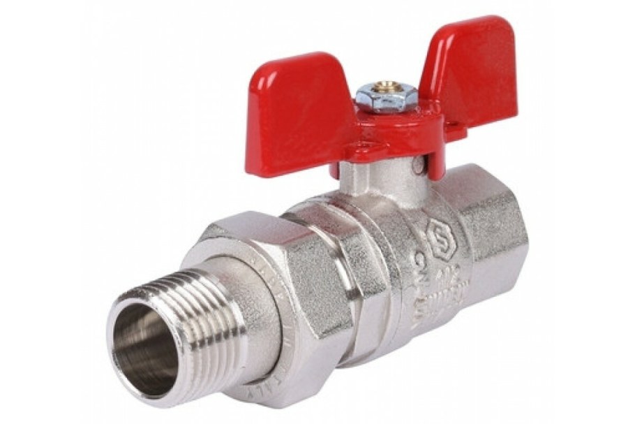 Stout кран шаровой полнопроходной, ВР/НР, ручка бабочка 1/2, американка
