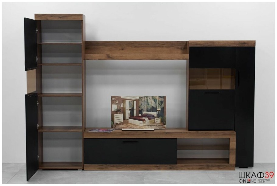 Бастон дуб Вотан/белый глянец гостиная