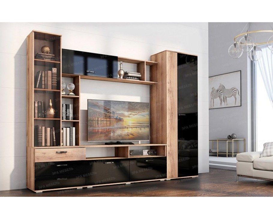 Гостиная Крокус (Делано черный глянец)