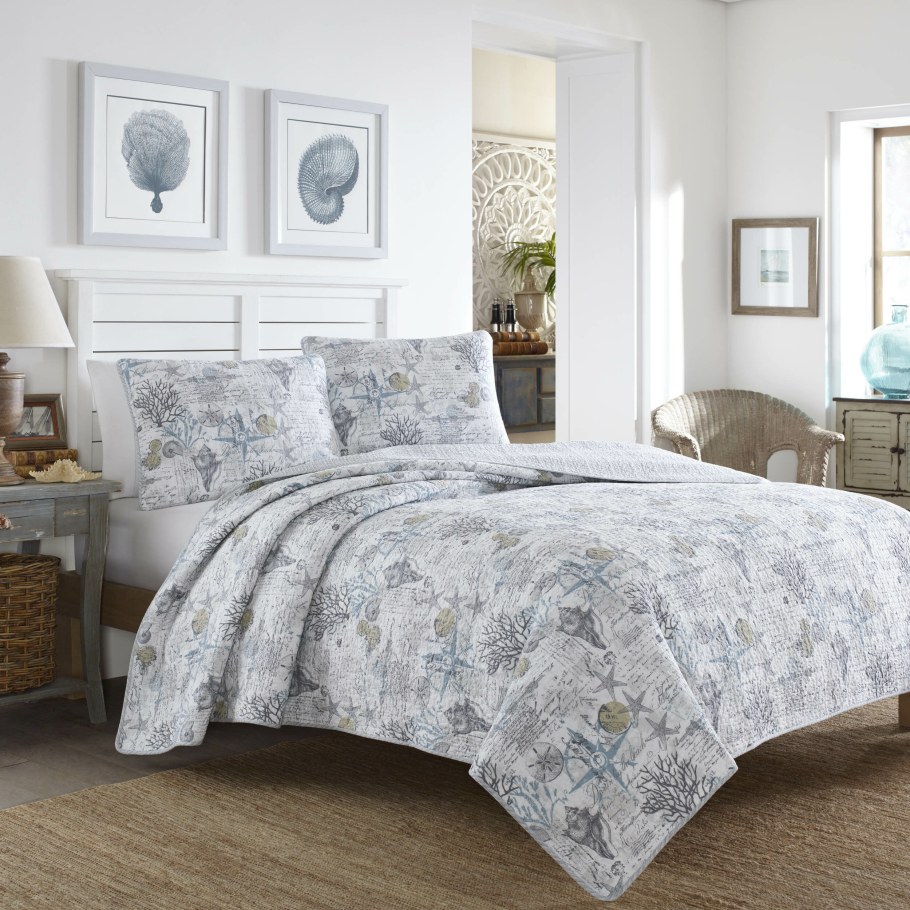Grey Bed with Quilt