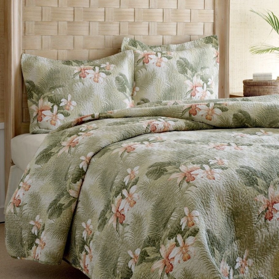 Льняное покрывало Орхидея