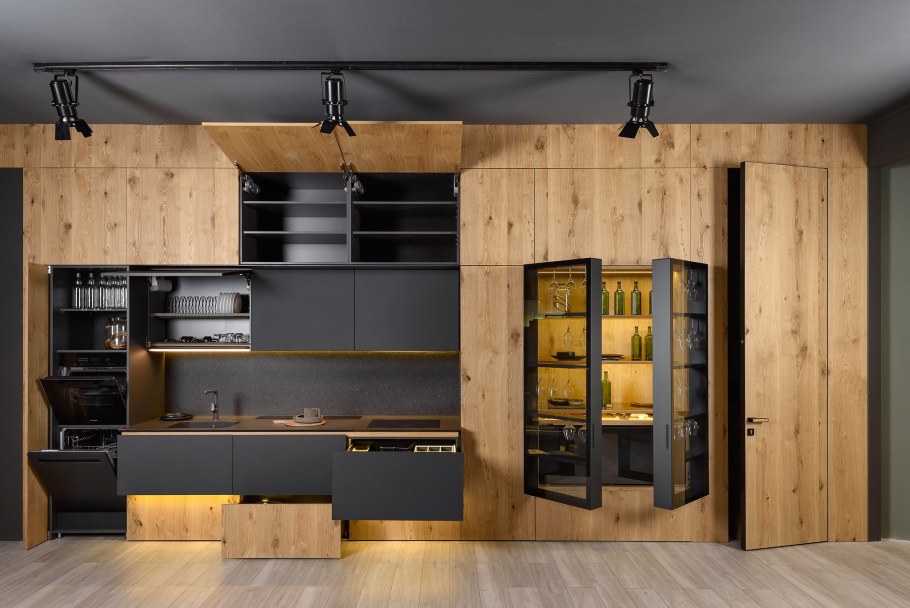 Кухня из шпона в стиле лофт