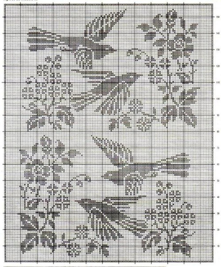 Салфетки филейное вязание крючком схемы с птицами