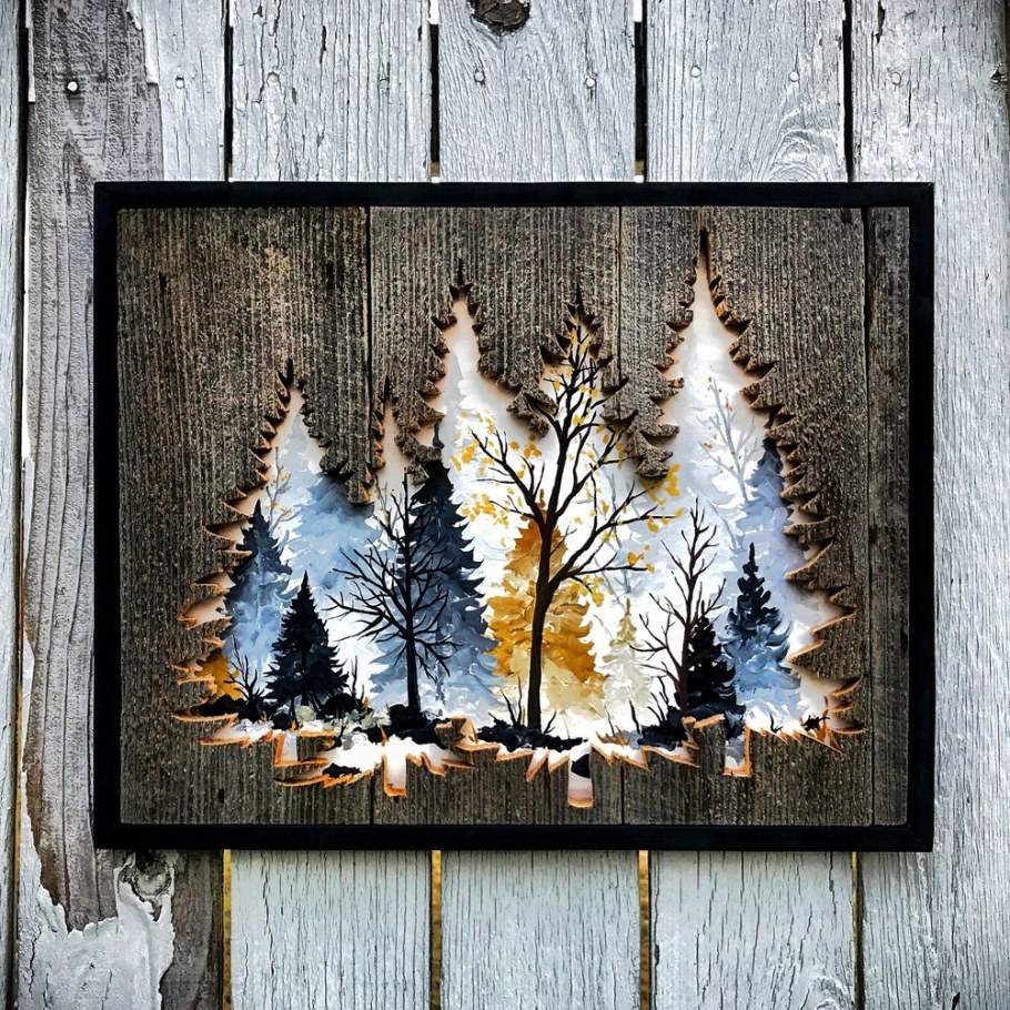 Панно на деревянной доске