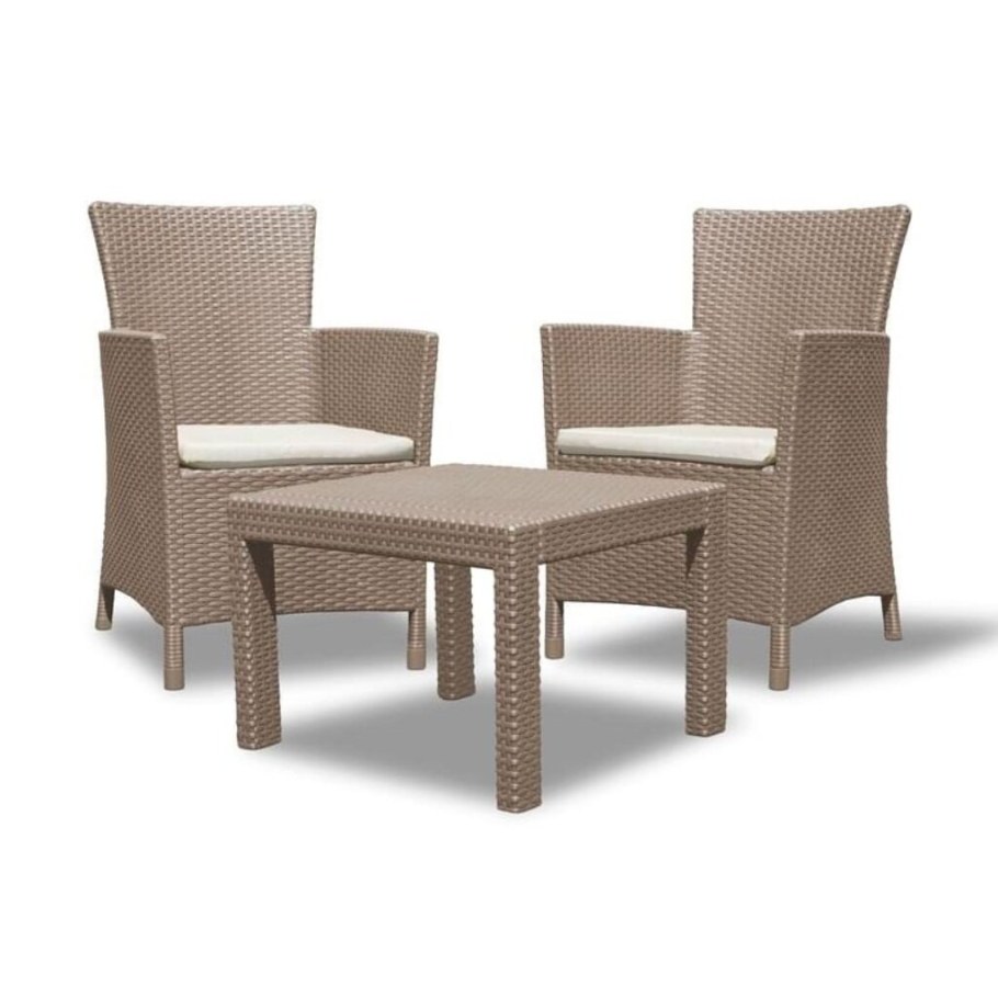 Набор садовой мебели Keter Rosario полиротанг капучино: стол и 2 кресла