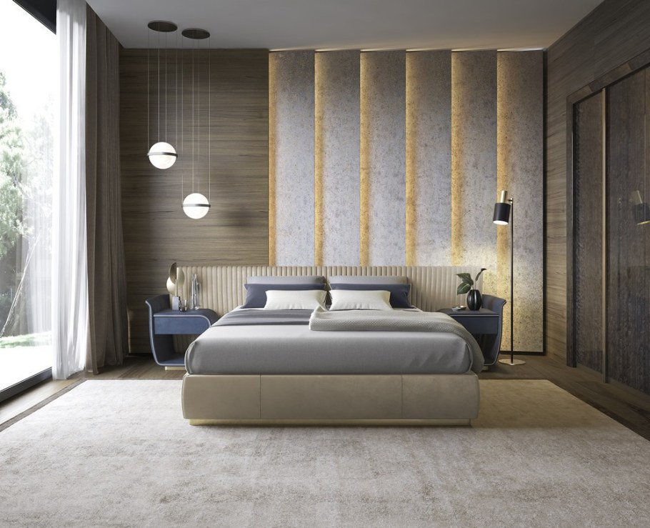 Изголовье кровати в потолок